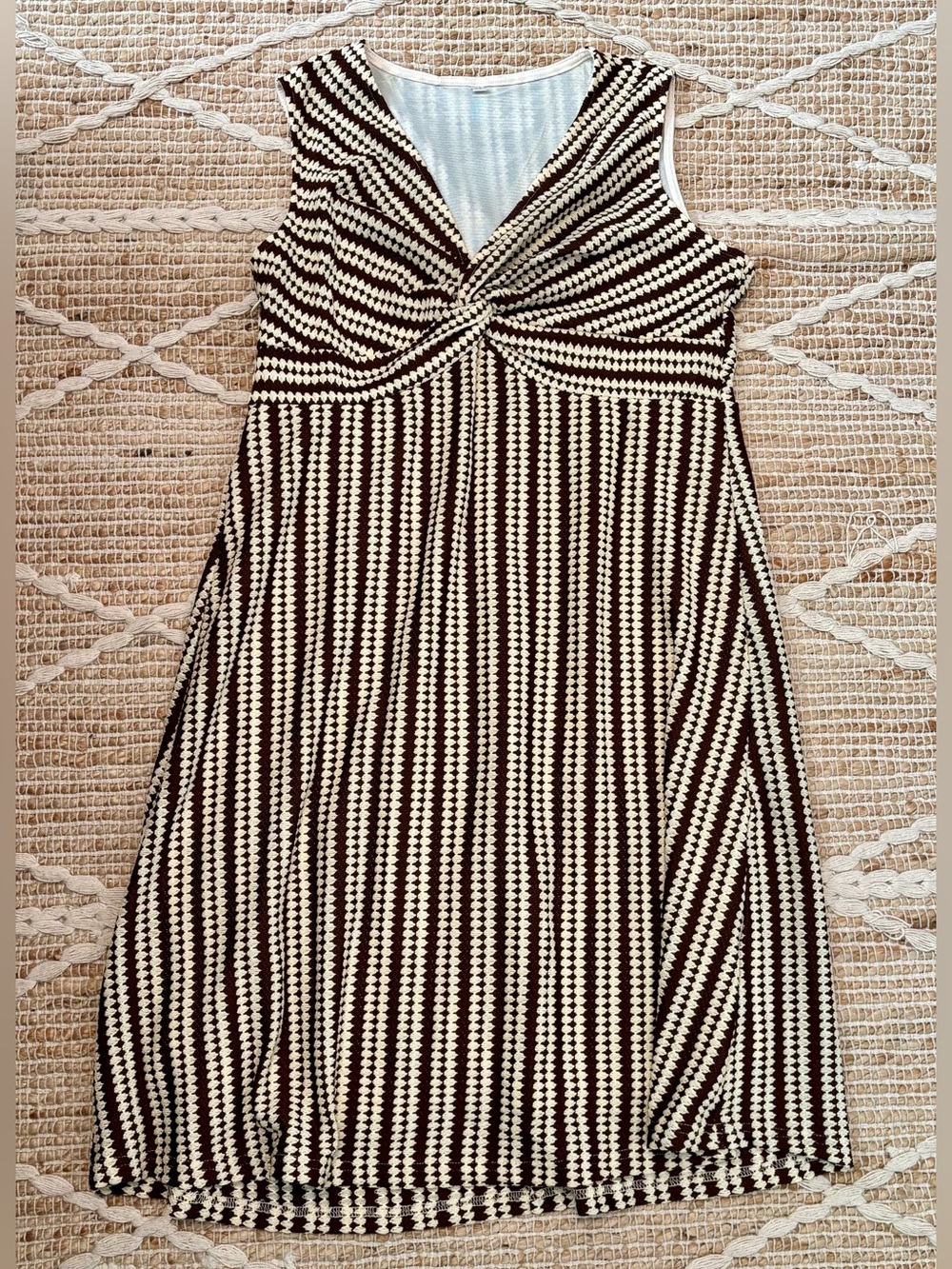 Modlily Dark Coffee Tummy Coverage Sleeveless V Neck Dress